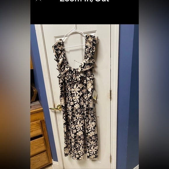 NWT Ava & Viv Midi Dress Floral Linen Blend Smocked Sleeveless Ruffle Size 1X - Picture 3 of 9